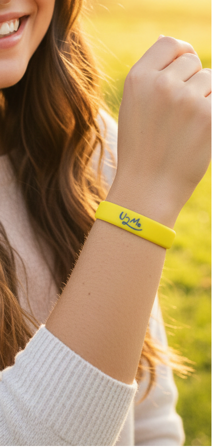 Wristband on wrist